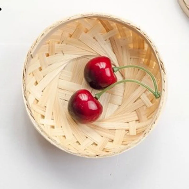 Bamboo Round Fruit Plate Mini Bamboo Weaving Shooting Props Bamboo Products