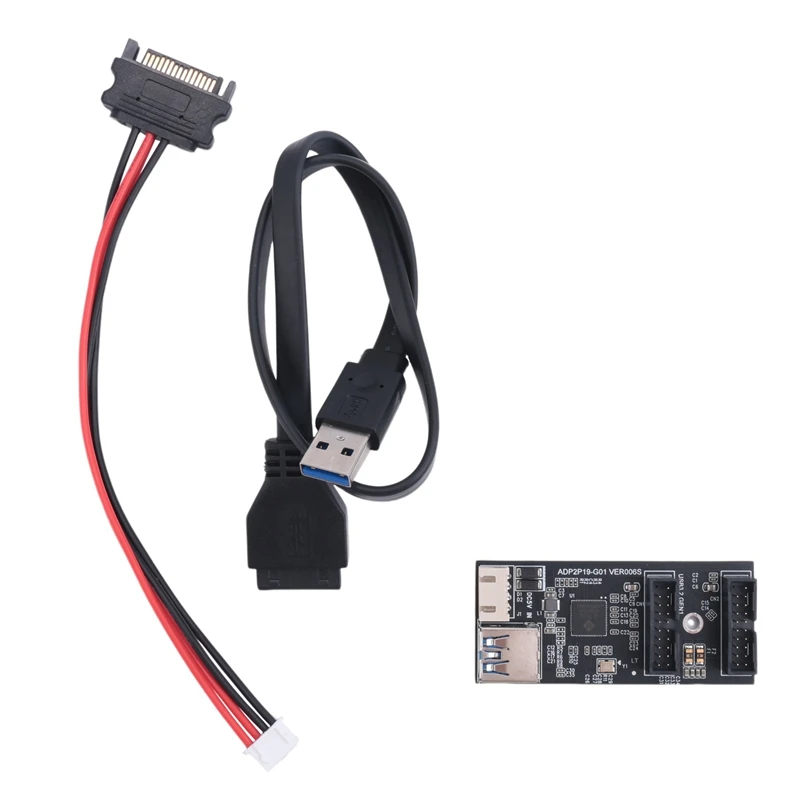 19Pin To Type E + 19Pin Motherboard 1 To 2 Splitter USB 3.2 GEN 1 Hub Adapter A-KEY 19Pin To Dual 19P Extension Card Part Kit