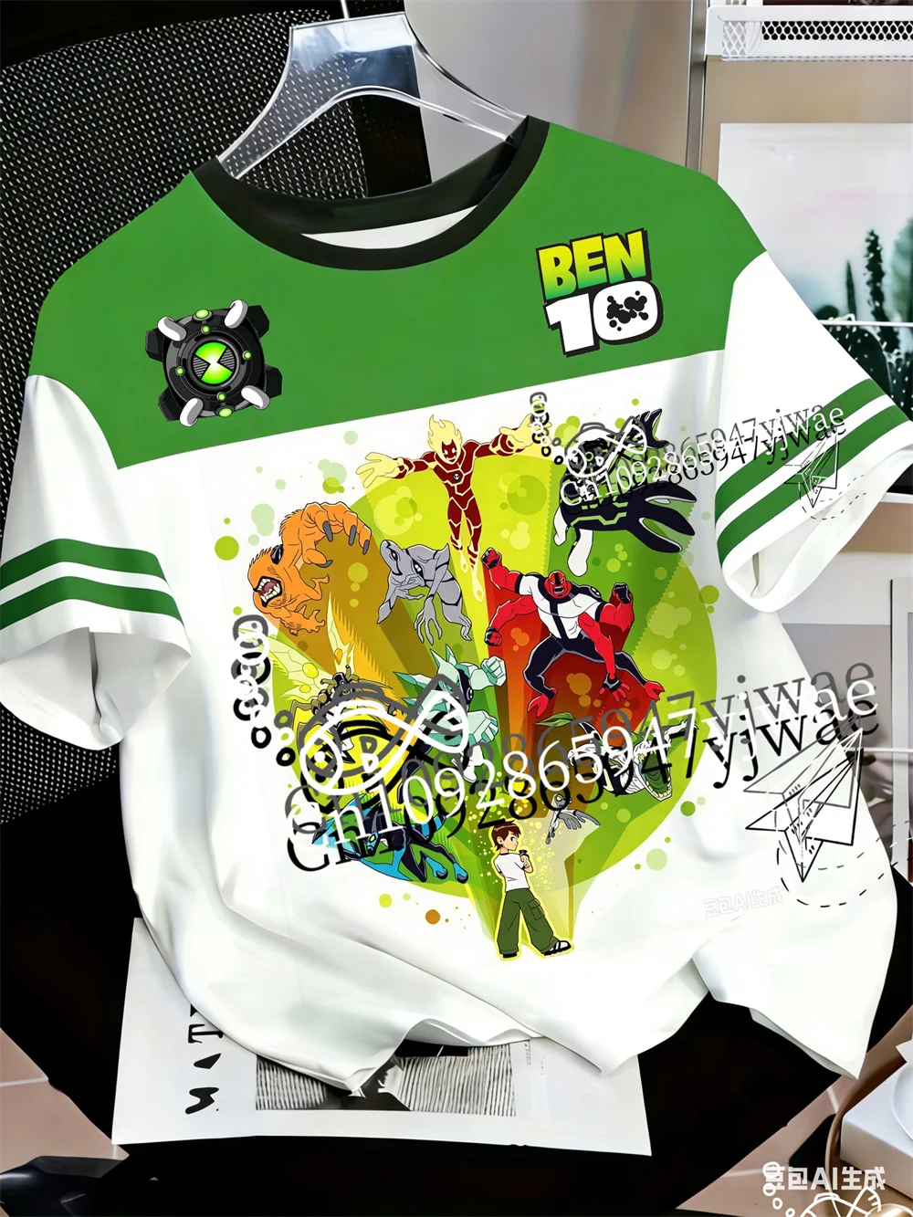 Anime Omnitrix Ben10 3D Ben Tennyson Cartoon Grafik Jersey O-Ausschnitt Atmungsaktive Sportbekleidung Sommer Erwachsene Kinder Harajuku T-Shirt – Detail 5