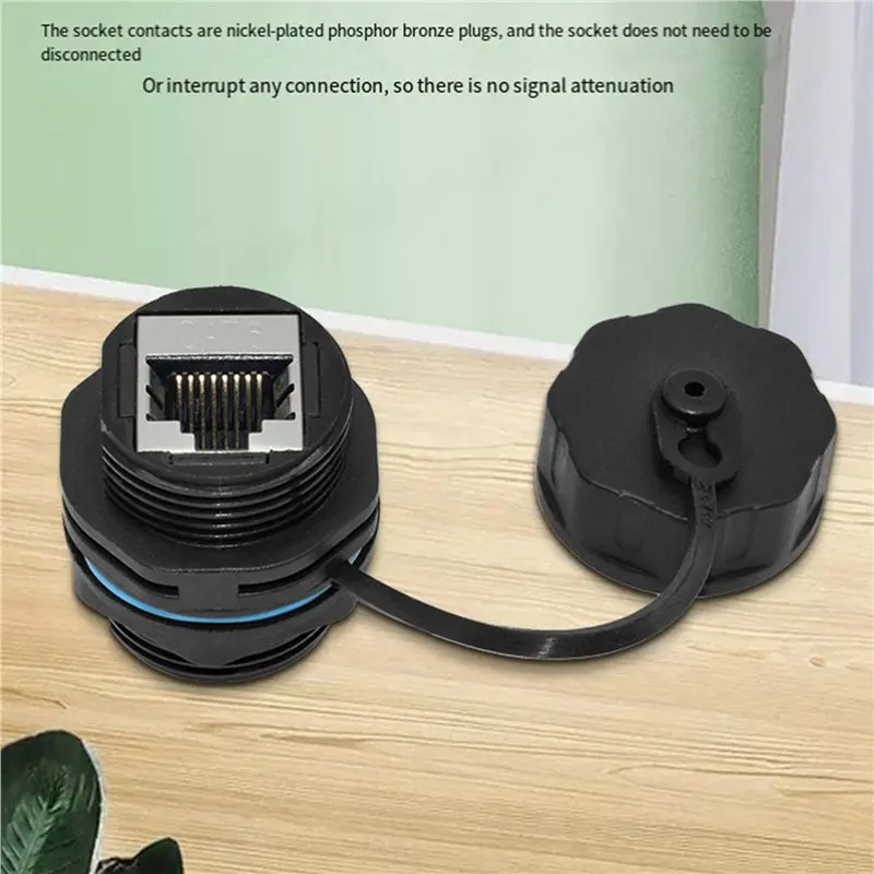 A31T 16PCS RJ45 Panel Mount Coupler IP68 Shielded CAT6 Ethernet LAN Through Connector for Outdoor Camera Industrial