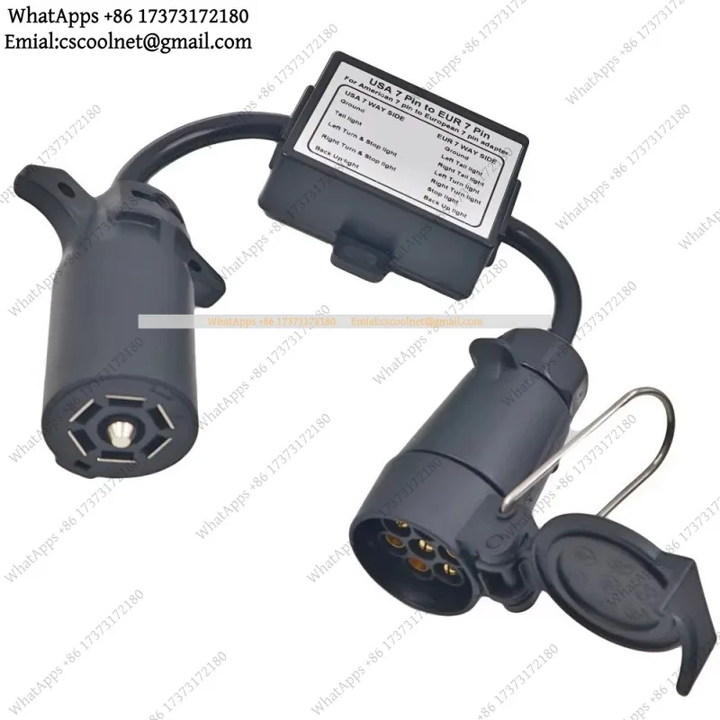 k3  7-Pin to EU 7-Pin Trailer Adapter Wiring Harness Brake Tail Light Split Conversion Connector for Caravan RV Towing