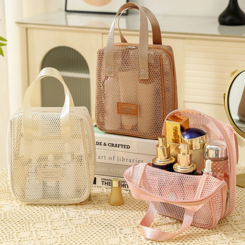 Mesh Makeup Toiletry Storage Bag Handbags Portable Travel Washing Body Shower Tools Organizer Hanging Cosmetic Organizer Pouch