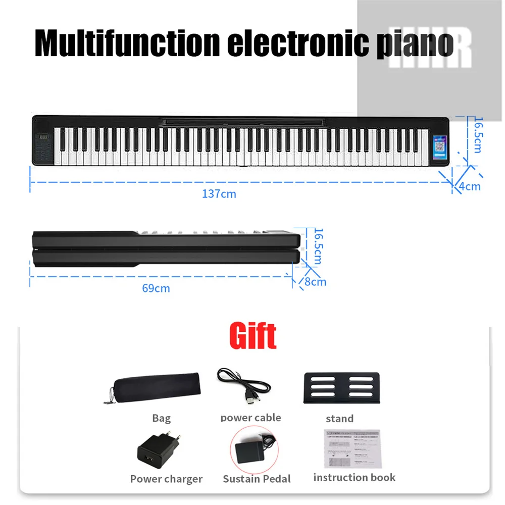 Multi-Function Folding Piano, 88 Keys, Professional Foldable Keyboard, Music Portable Digital Midi Synthesizer