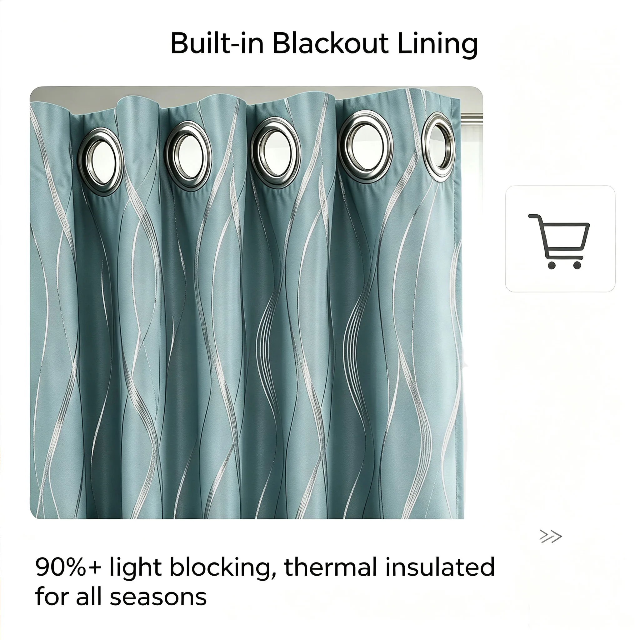 

Blackout Window Curtains 4 Panels Silver Metallic Wave Foil Print Grommet Top Room Darkening Thermal Insulated Drapes 5 Colors Available