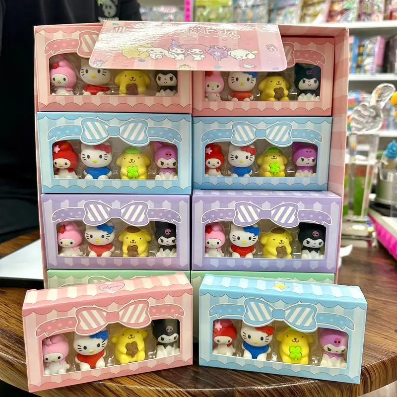 4-96pcs Cartoon Sanrio Doll Design Rubber Eraser Cute Kuromi Cinnamoroll Boxed Rubber Student Stationery Prize Wholesale