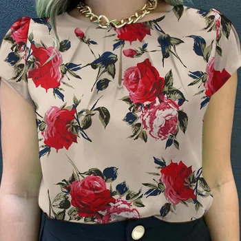 Volants Col Montant Chemisier Femme Rooscier à Volants Et Col Montant - Mousseline De Soie Élégante Pour Bureau Vêtement Bureau Travail Chic