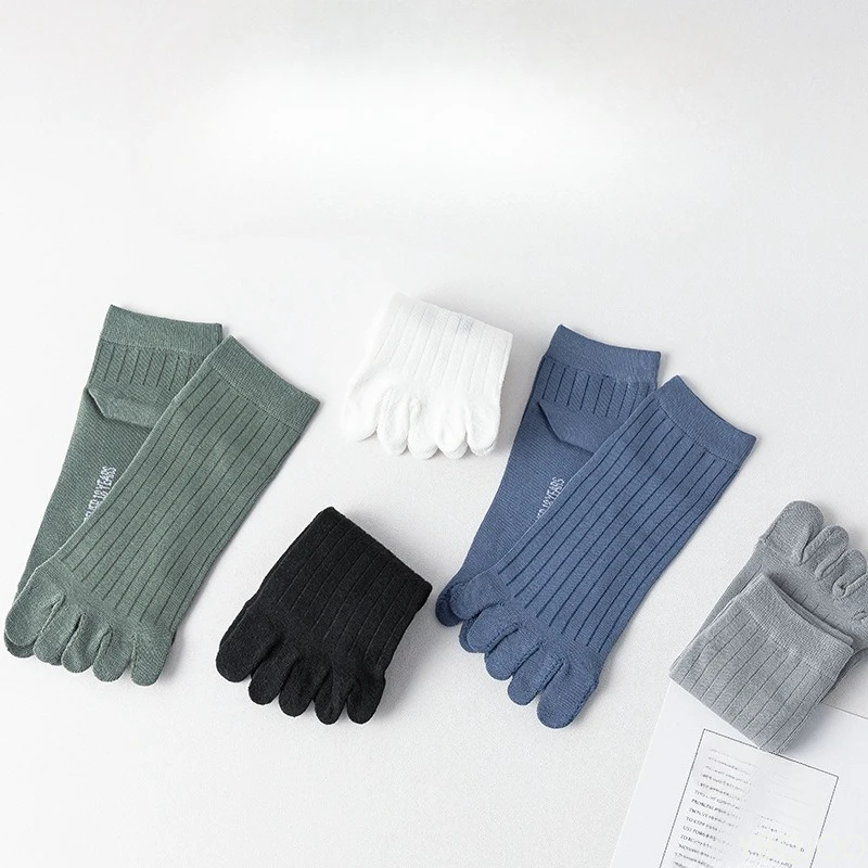 5 أزواج من الجوارب بخمسة أصابع للرجال في ربيع الخريف، جوارب قصيرة مريحة وممتصة للعرق ومضادة للبكتيريا