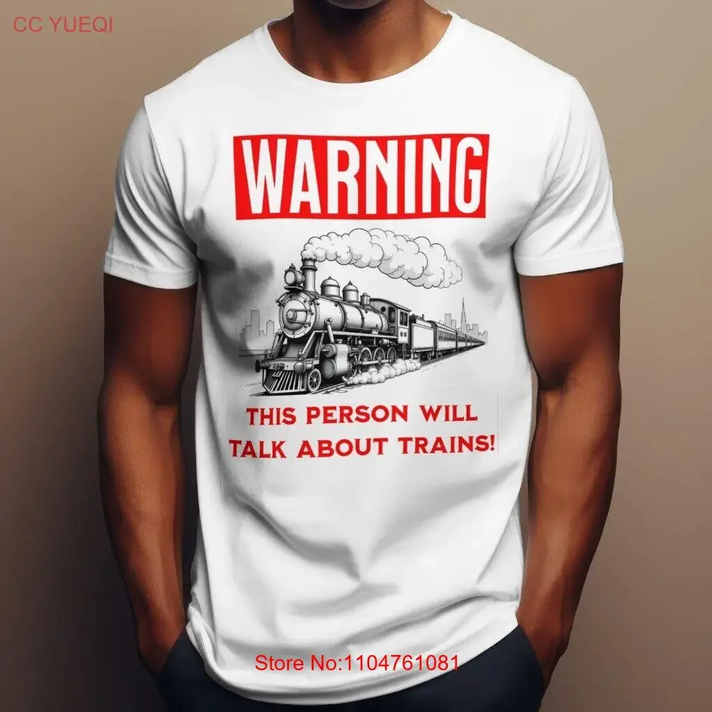 

Men's Funny Trains T Shirt Warning This Person will talk about Steam Rail vintage Washed Casual Unisex Slightly Soft Stylish