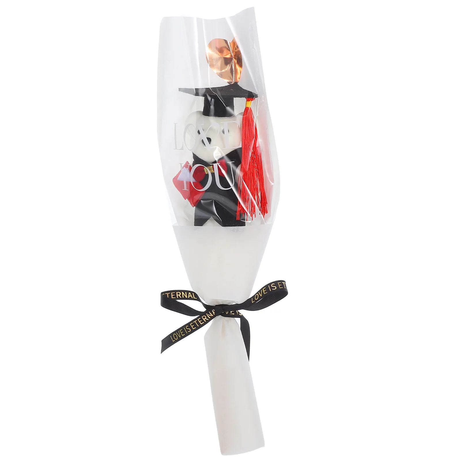 

1pcs Dr Bear Graduation Bouquet White Sunflower Figurine Present Photo Props Gift Accessories Bear Bouquet Ornament