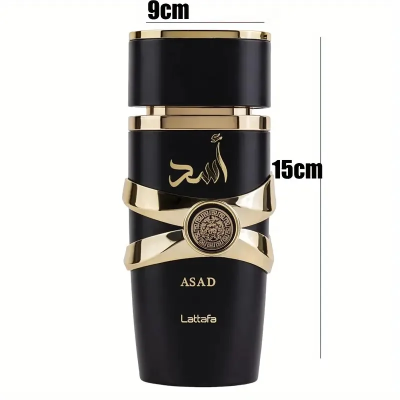 Lattafa ASAD Eau De Parfum Spray - Aroma de longa duração de 3,4 onças para homens e mulheres, presente maravilhoso, uso diurno e casual