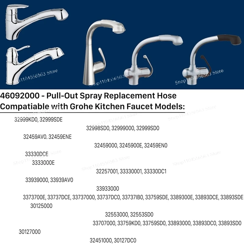 Replacement Pull-Out Spray Hose 46092000 46174000 for Kitchen Faucet, Compatible with Ladylux Models Stainless Steel 59 Inch