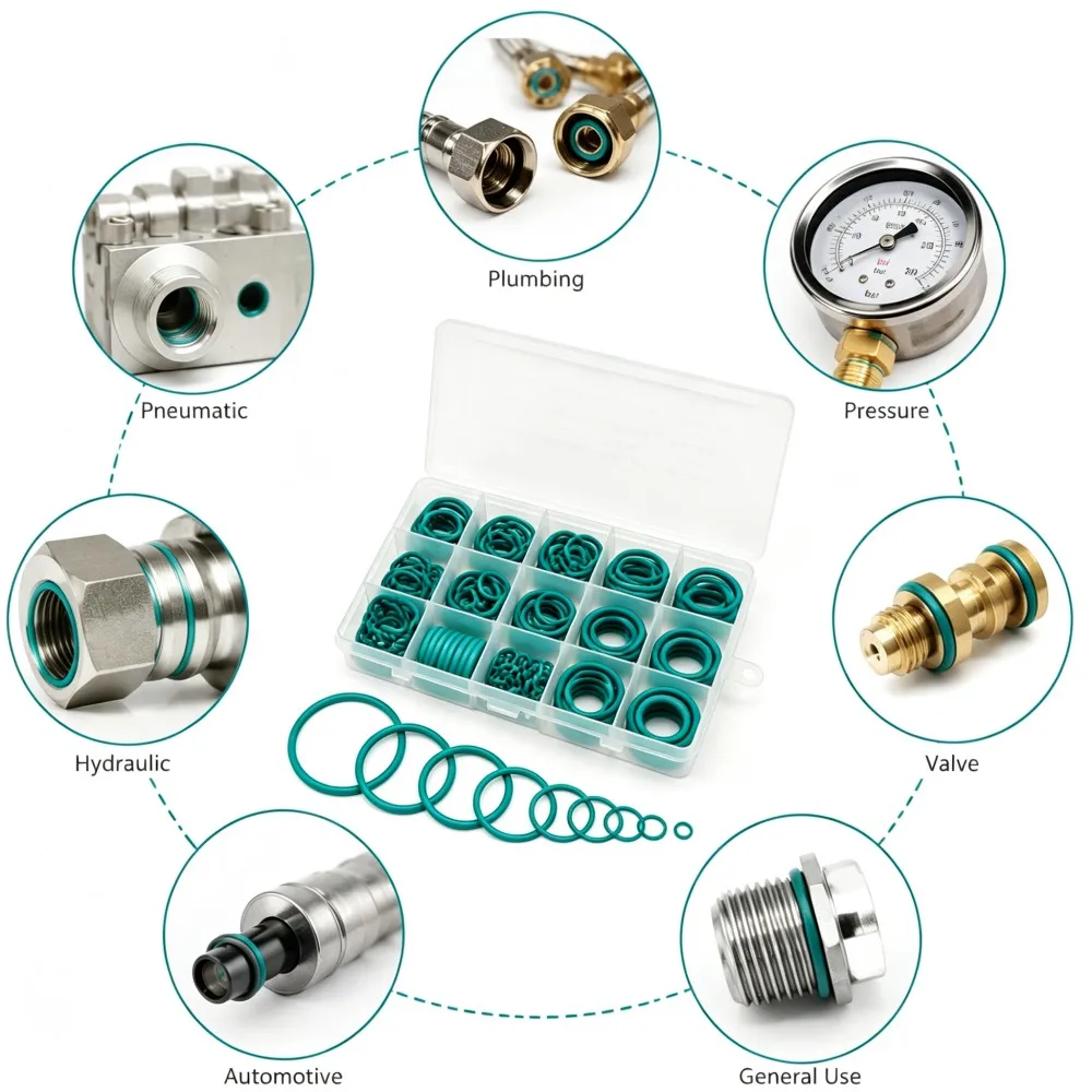 Fluorine Rubber Green FKM O Ring Kit 175Pcs High Hardness Heat Corrosion Resistant Sealing GasketCS2.65mm ID6-25mm Seals