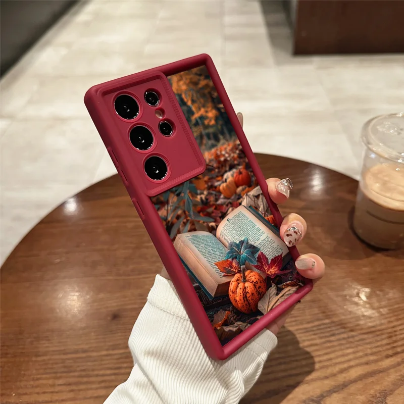 Autumn Scenery Maple Leaf Pumpkin Cartoon Phone Case for Samsung Galaxy S25 Ultra S24 FE S23 S22 S21 Plus Note 20 M34 Soft Cover - view 6