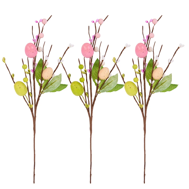 3/1pcs Easter Egg Tree Branch Colorful Painting Foam Egg Artificial Flowers 2024 Spring Easter Home Vase Decoration Fake Plant