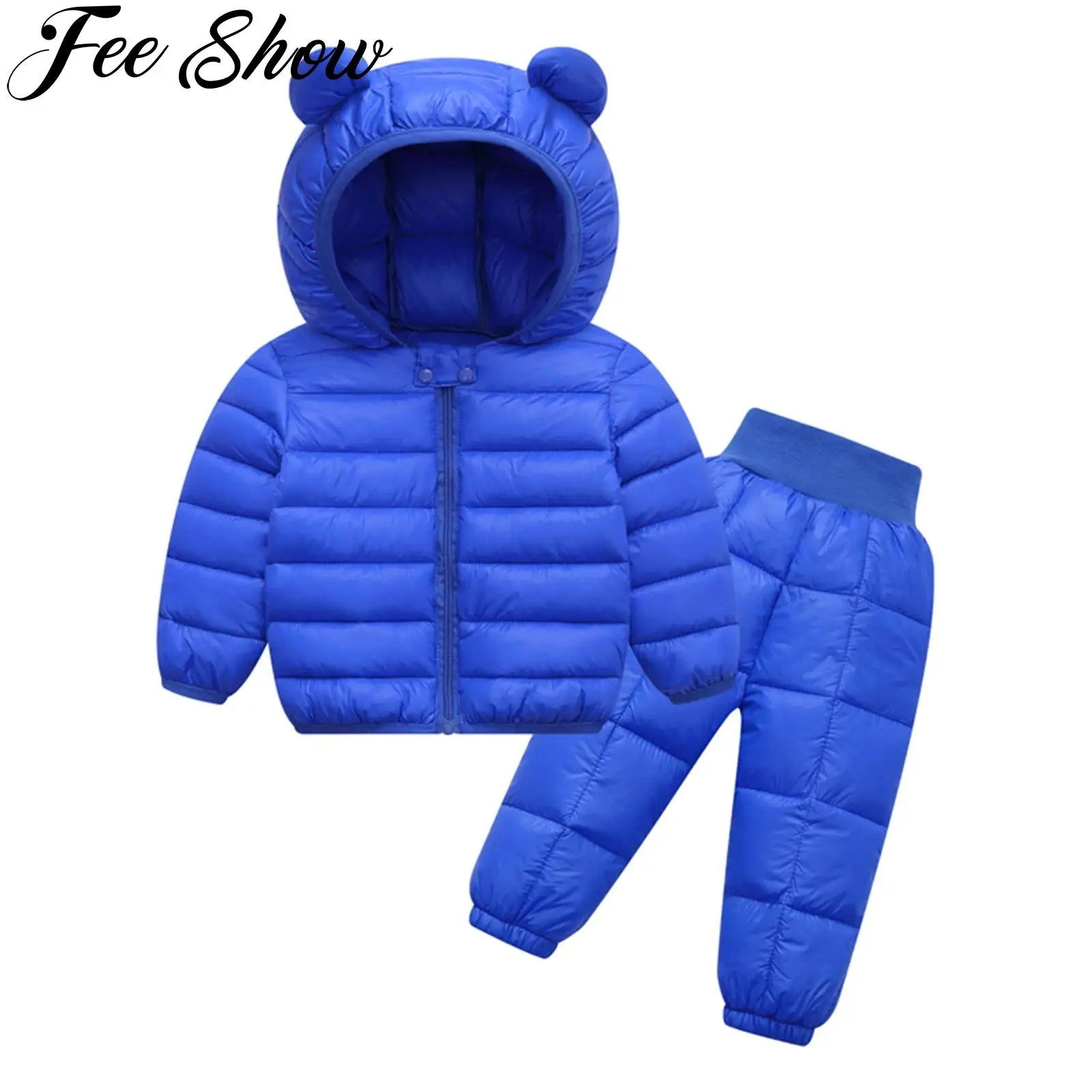 

Autumn Winter Children Clothing Set Baby Boys Girls Cotton Hooded Down Jacket + Pants 2Pcs For Kids Snowsuit Warm Costume 0-6T