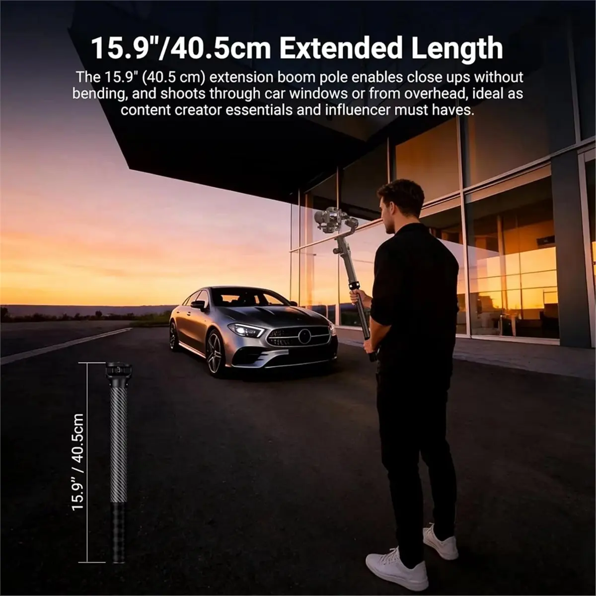 11·11COUPON Carbon Fiber Gimbal Extension Pole with Anti Deflection Baffle 1/4 for RS5 RS4 Pro Mini RS4 RS3 RS2