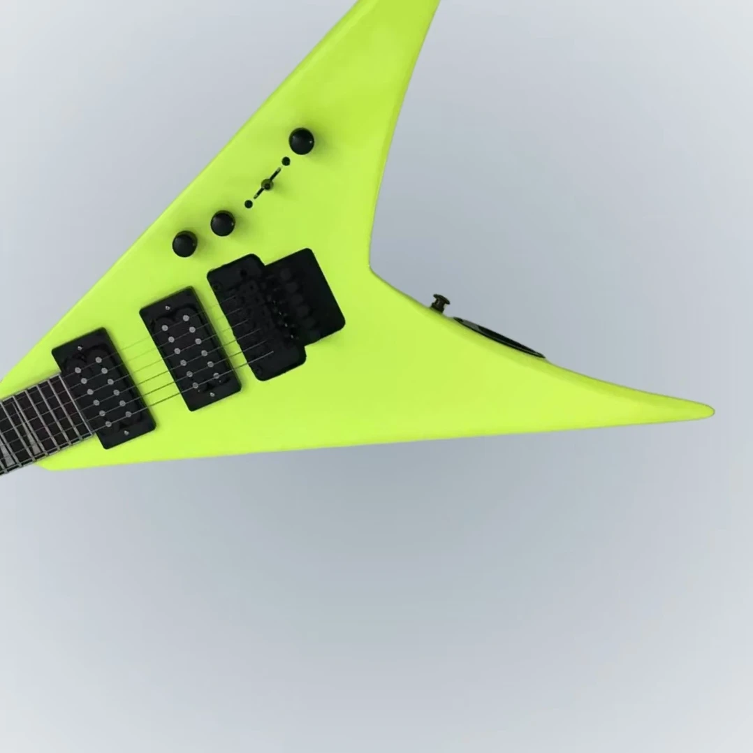 

Custom factory fluorescent green 6-string electric guitar, black hardware