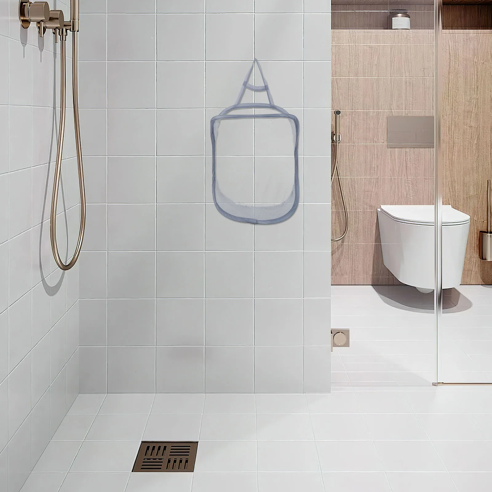 

2pcs Hanging Laundry Hamper Foldable Mesh Basket Space-Saving Wall Mounted Organizer For Dorm Bathroom - Collapsible Dirty