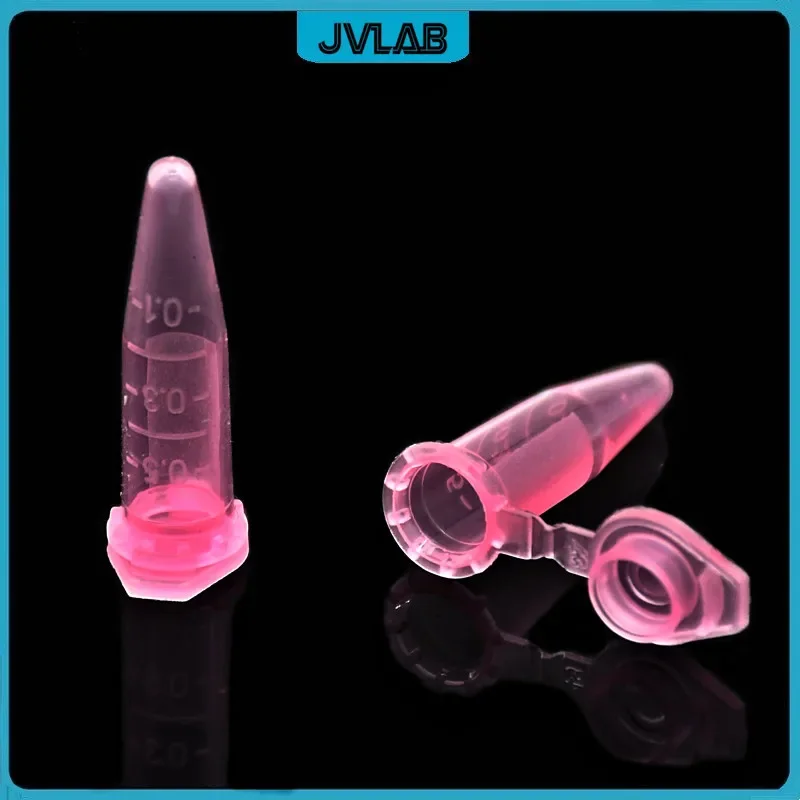 Microtubes Centrifuge Tube 0.5ml Laboratory Centrifugal Tube Bottom Tip Pink Color Scale Locked Cover Pack of 1000/PK