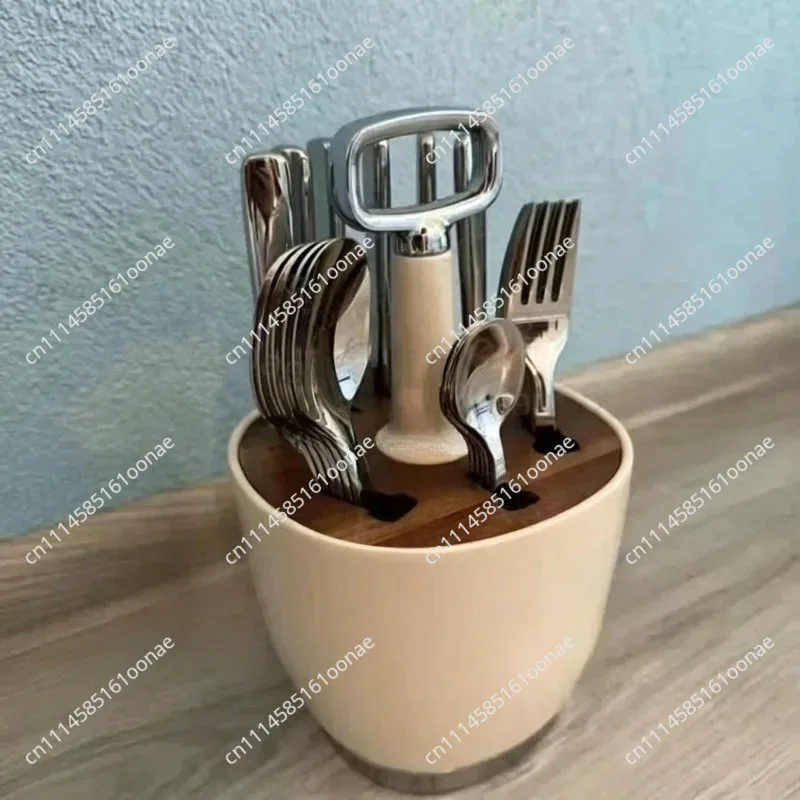 Stainless Steel Cream Cutlery Rack for Smeg Knife Fork Spoon Rack Retro Home Kitchen Storage