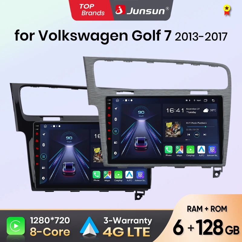 Junsun Android sans fil CarPlay Auto autoradio pour Volkswagen Golf 7 2013-2017 systèmes intelligents DSP SWC RDS GPS FM BT