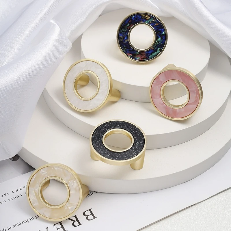 Simple cabinet, golden drawer, wardrobe door, furniture door handle, Nordic style shell circle, small handle