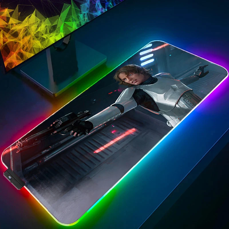 RGB LED Anime Mouse Pad Gamer Keyboard Pad Desk Mouse Mat S-star W-wars Carpet Rubber Tapis Souris Gaming Notbook PC Mousepad