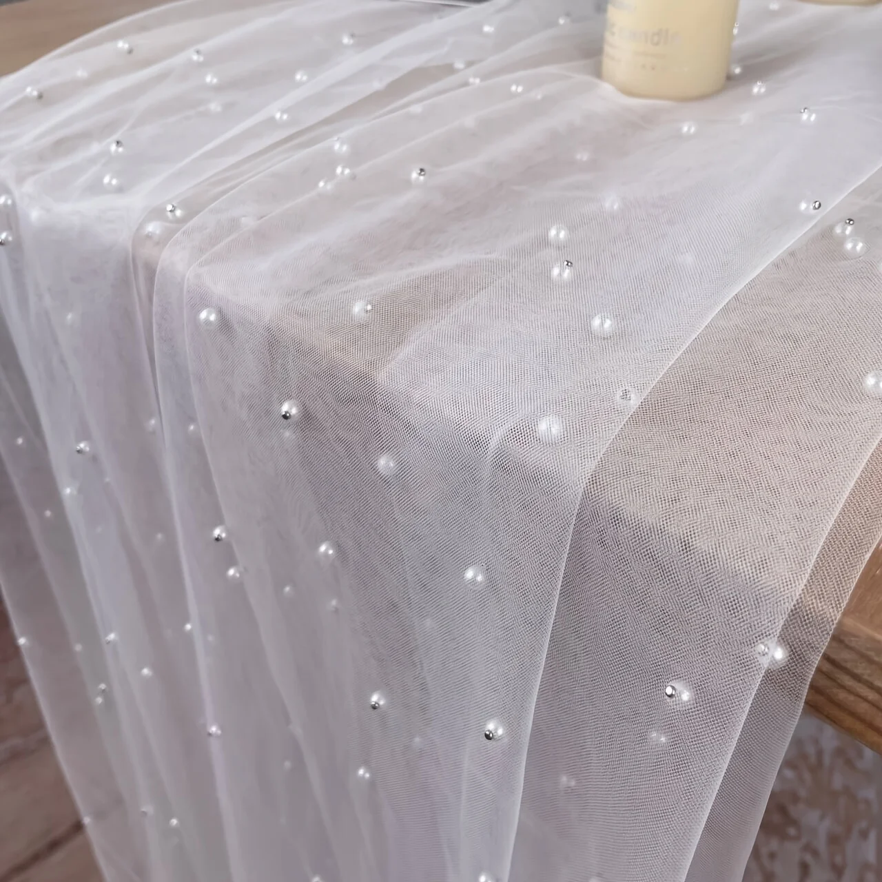 Elegant White Pearl Handmade Table Runner Versatile Wrinkle-Resistant & Perfect for Weddings Showers Birthdays Dining Table Dec