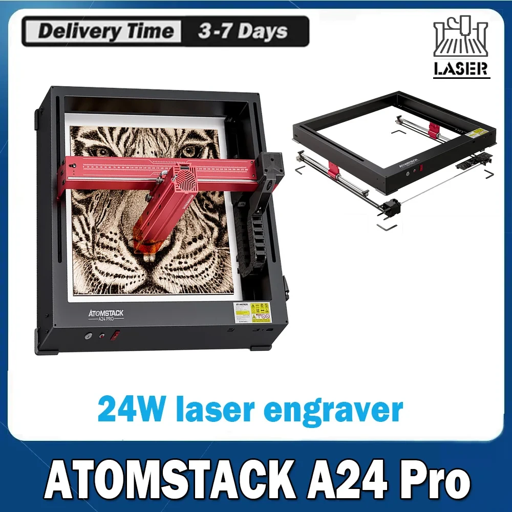 ATOMSTACK A24 Pro 24W Laser Engraver Cutter 365x305mm Fixed Focus Laser Printer 0.02mm Precision 600mm/s Engraving Machine