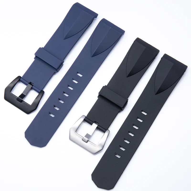 جديد لينة المطاط الأسود الأزرق حزام الساعات ل كوروم حزام كأس ADMIRAL منحني نهاية Wacth الفرقة معصمه سوار 22 مللي متر دبوس مشبك