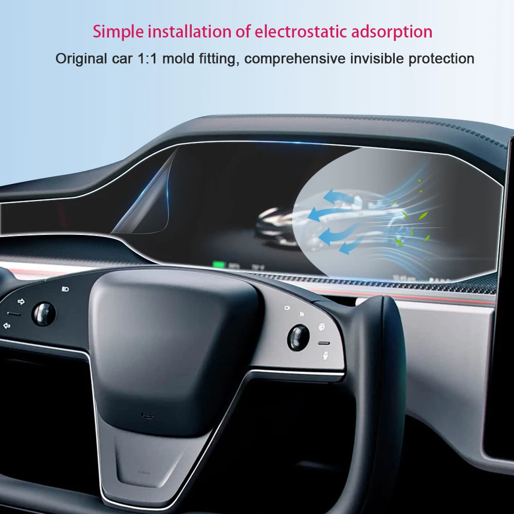 Für Tesla Model X/S 2023-2026 Auto-Innenraum Tachometer LCD-Bildschirm TPU Nano-Schutzfolie Kratzfeste Display-Schutzfolie – Detail 1