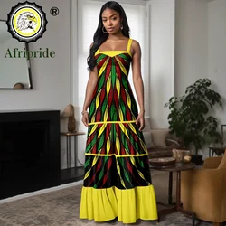 Vestidos africanos para mulheres, sem mangas, cintura alta, deslizamento, traje ankara, vestido maxi, roupas estampadas, ajuste fino, roupa de festa, A2325013