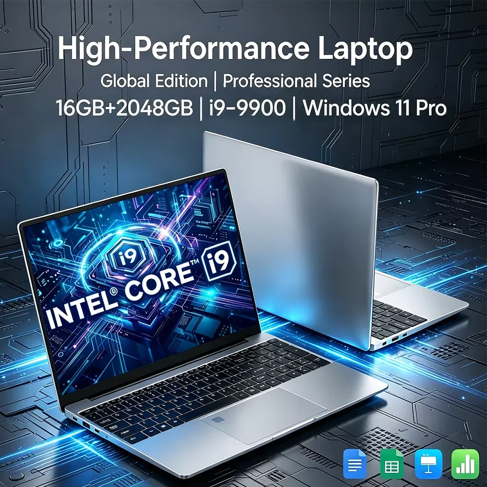 15.6" Laptop Computer Windows 11 Core I9-9900 PC Gamer 16GB RAM Fingerprint Unlock Notebook Laptops Backlight Study Computer