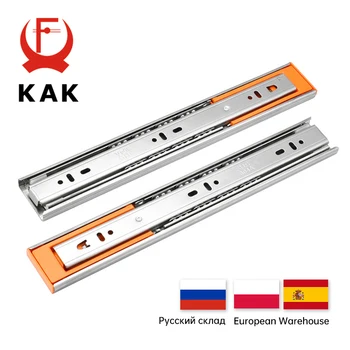 KAK 10&quot; - 22&quot; stainless steel drawer slides soft close drawer track rail sliding three section cabinet slides furniture hardware