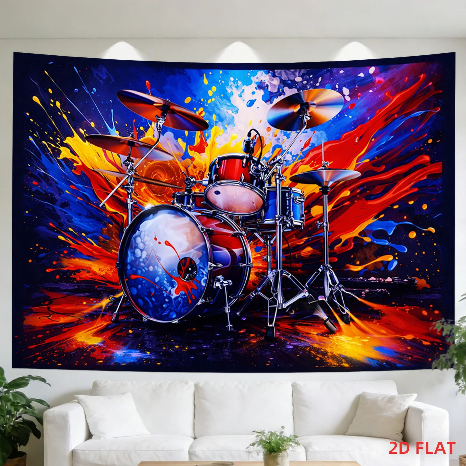 Cool Drum Set Galaxy Tapestry, Abstract Music Art Wall Hanging, Rock Decor for Bedroom Living Room Dorm Background
