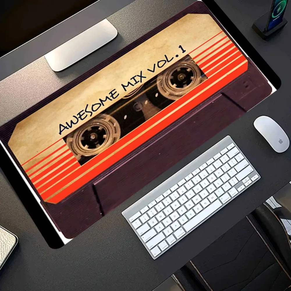 Red gold retro tape pattern alfombrillas para escritorio pc accessories desk organizers and trays tapis souris mouse pad grande