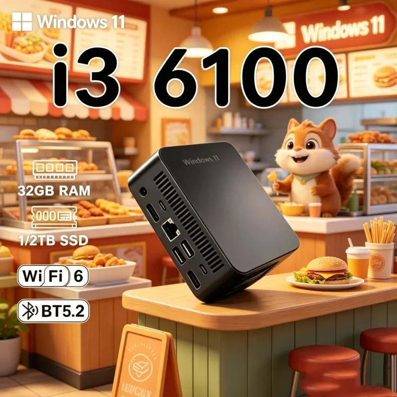 

Wonderful 2026 Trim MINI PC Windows 11 Pro Core I3 6100 RAM 1TB SSD WIFI 6 BT5.2 4K HD Imperial Soothing Gaming Office