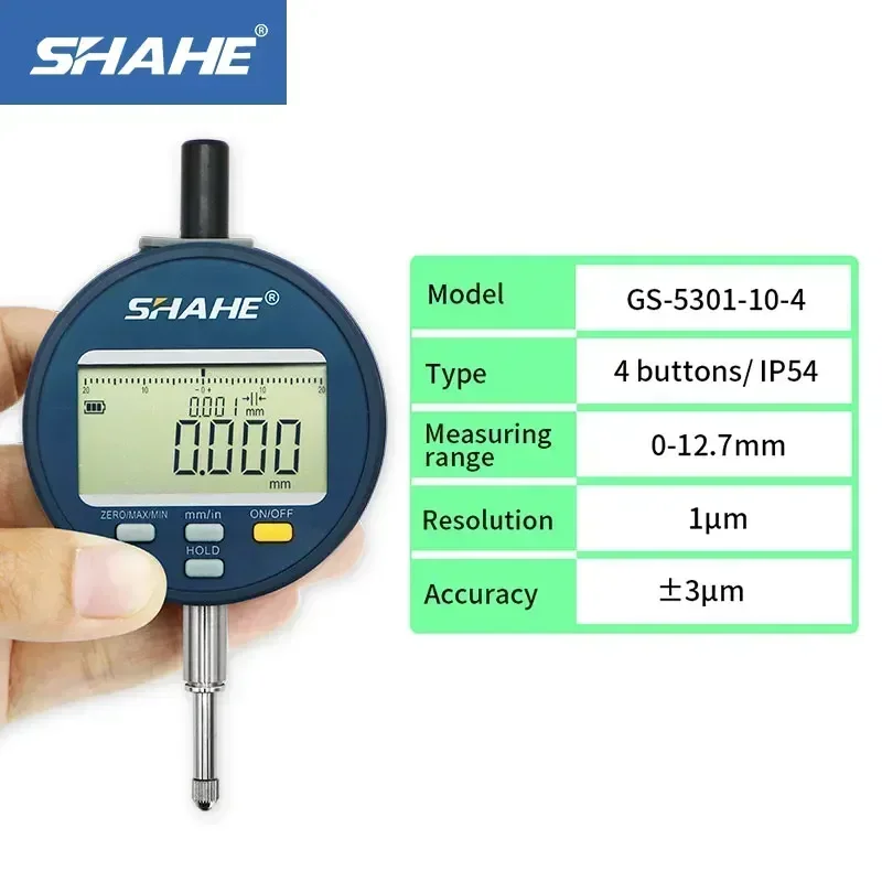 

SHAHE Rechargeable Digital Indicator 1μm 0-12.7/25.4/50.8mm Electronic Indicator Gauge