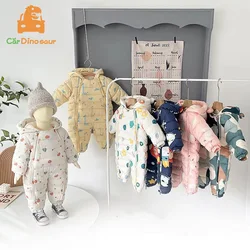 2025 Winter Warm NewBorn Baby 3M 6M 9M 12M 18M 24M Toddler Kids Plus Velvet Jumpsuit Pattern Thick Boys Girls Rompers With Shoes