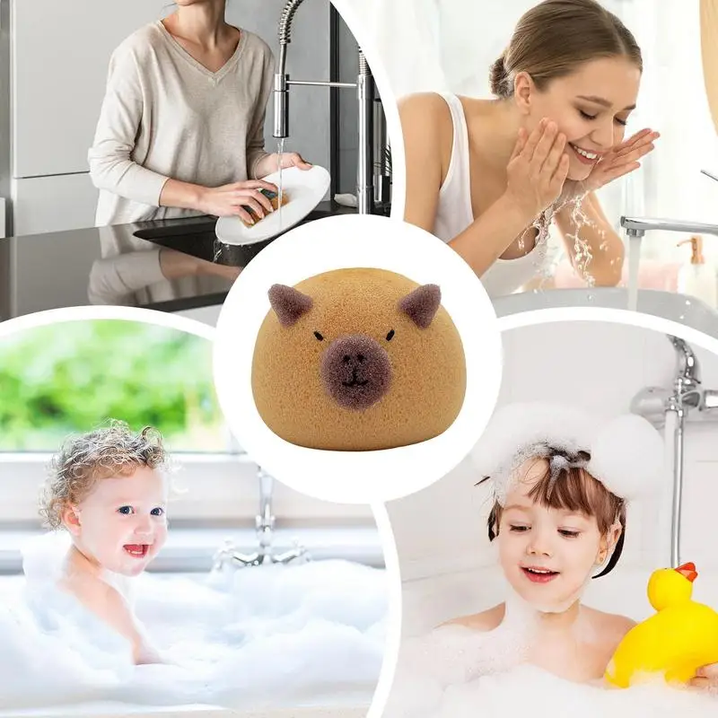 Cute Wash Blistering Capybara Bath Sponge Ball Capybara Exfoliation Sponge Household Baby Shower Brushes Bathroom Accessories