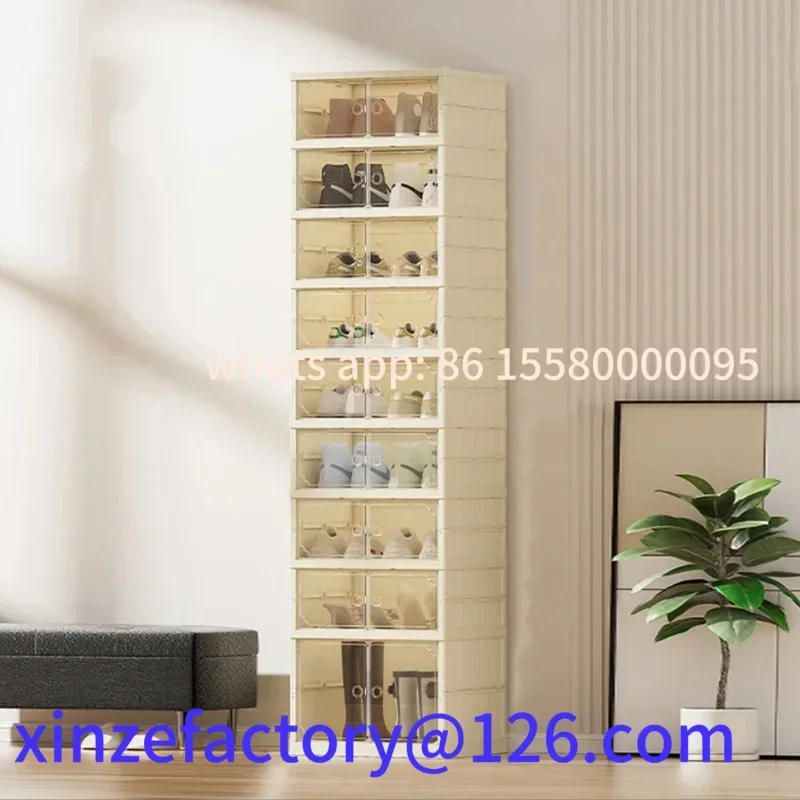 กล่องรองเท้าพับได้หลายชั้นที่ปรับแต่งได้กันฝุ่นที่เก็บรองเท้าผ้าใบพลาสติกหนา