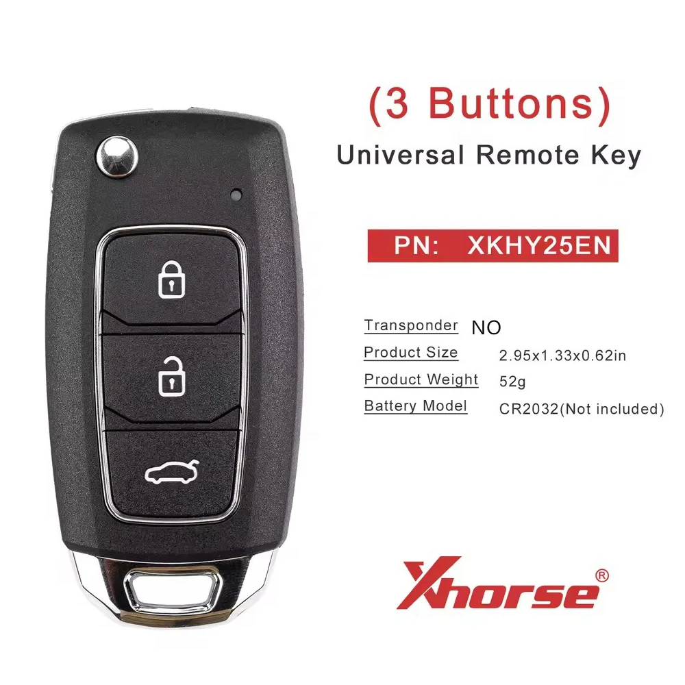 5pcs/lot XHORSE XKHY25EN for Hyundai style Wired Universal Remote Key Fob 3 Button for VVDI Key Tool
