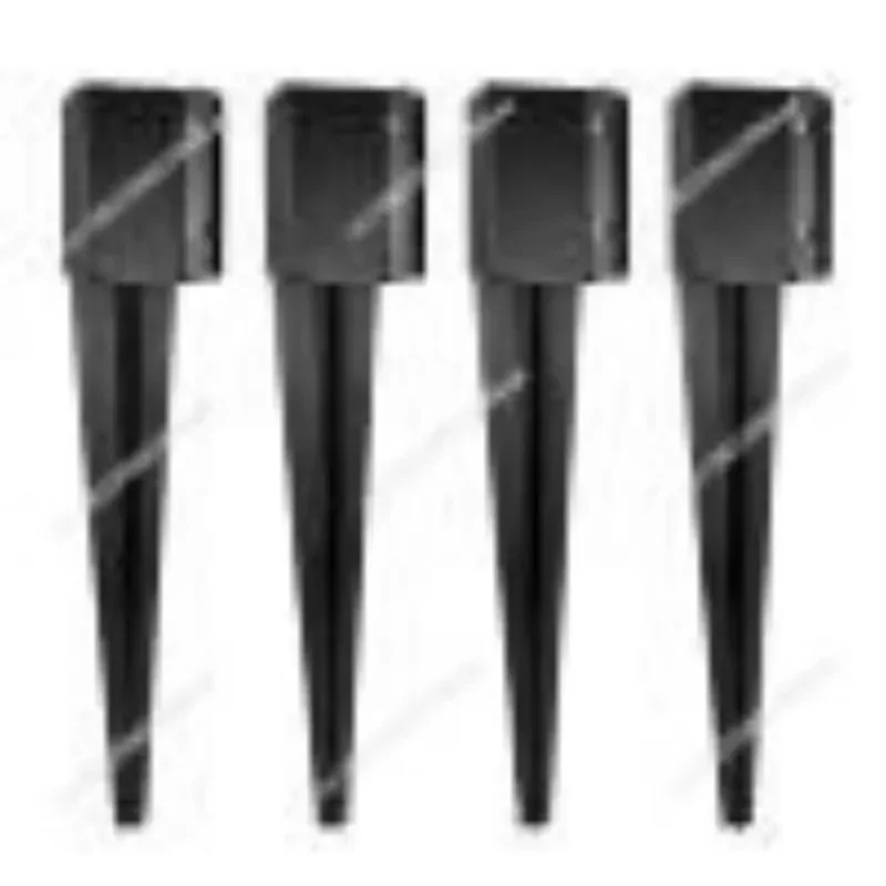 Fence Post Anchor Ground Spike 4 Pack 24 x 4 x 4 In Outer Diameter (Inner Diameter 3.5 x3.5 In) Metal Black Powder Coated