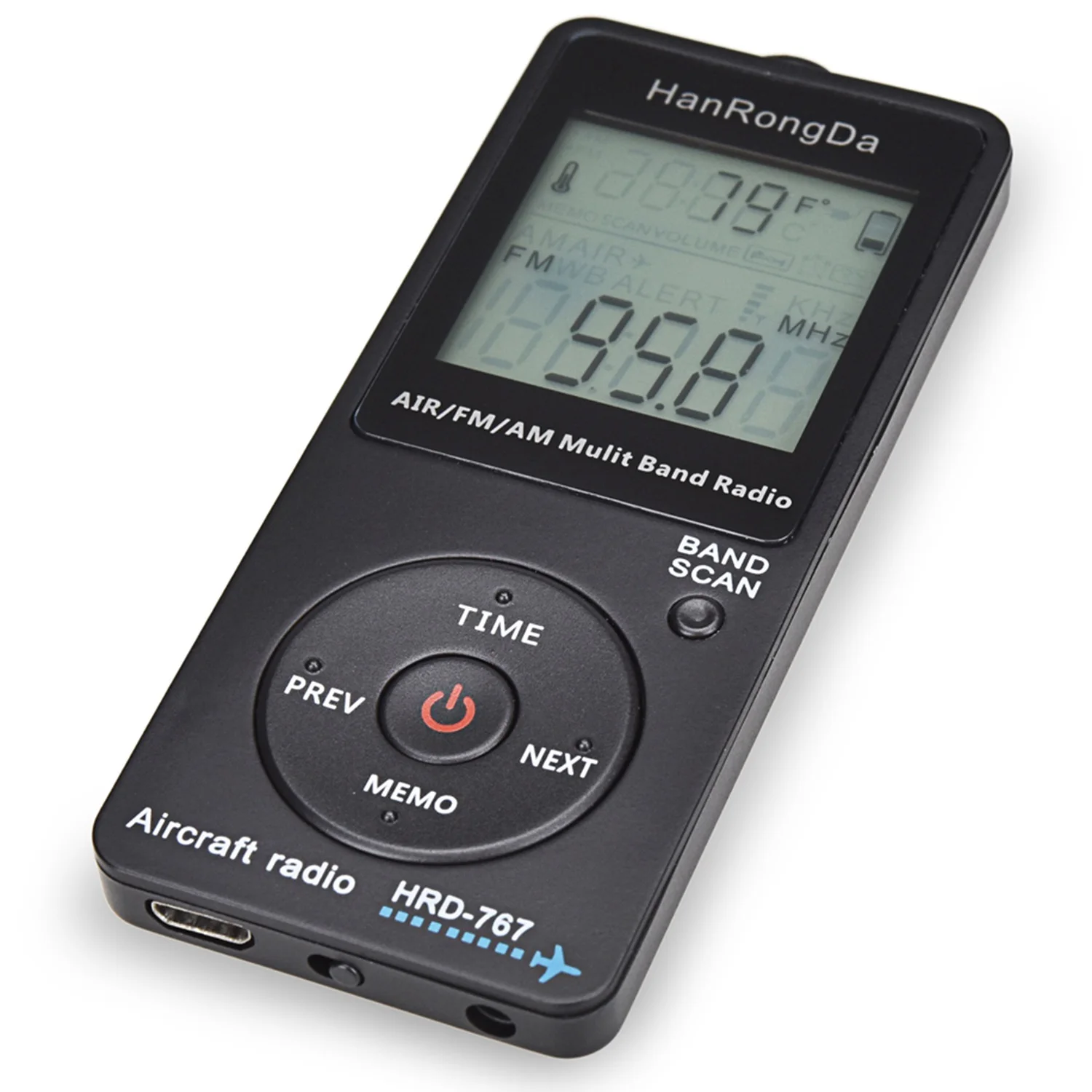 

ZIZI Radio Aircraft Band Receiver FM/AM/AIR Radio World Band with LCD Display Lock Button Pocket Radio with Earphone