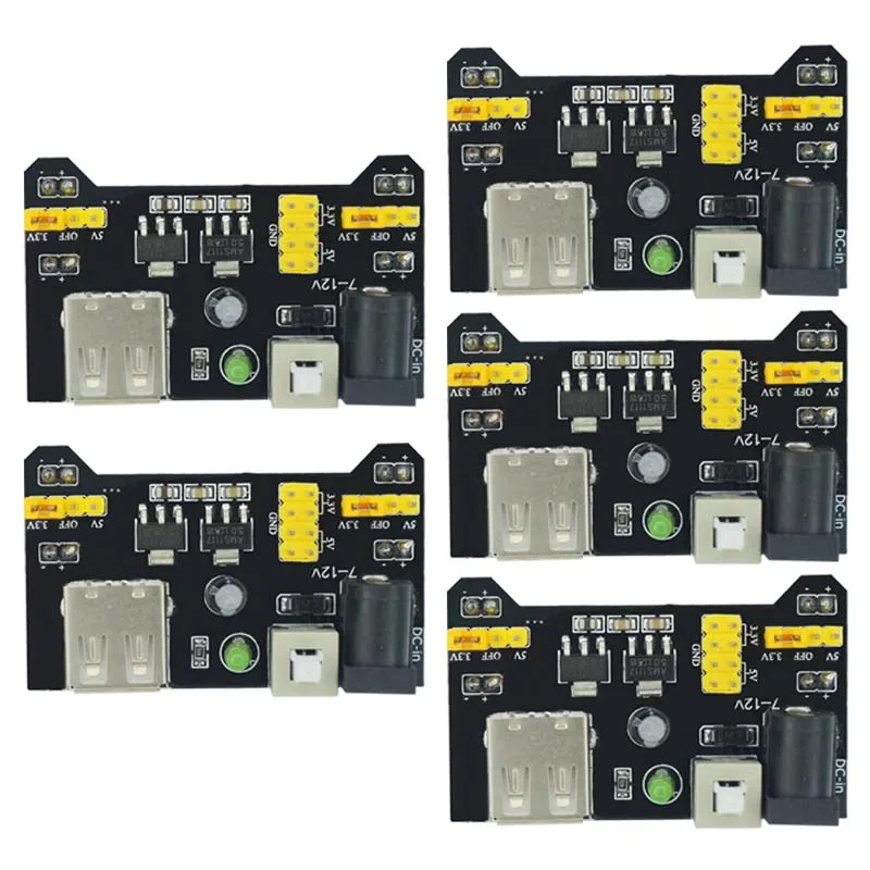 5PCS MB102 Solderless Breadboard Power Supply Module 3.3V/5V DIY Kit Parts For Arduino