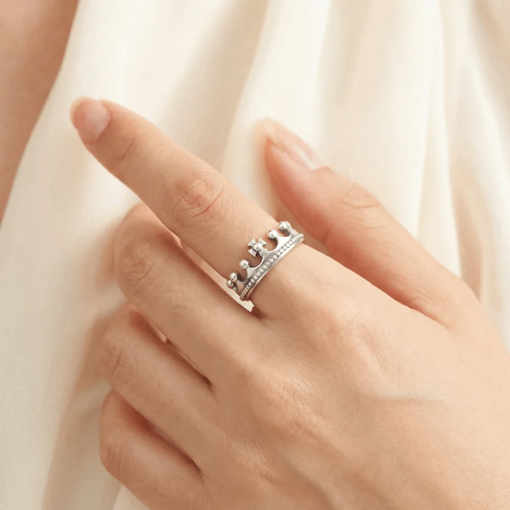 Trendy Minimalist Venus Crown Ring Vintage Elegant Masquerade Mask Ring Silver Copper Stacked Ring Party