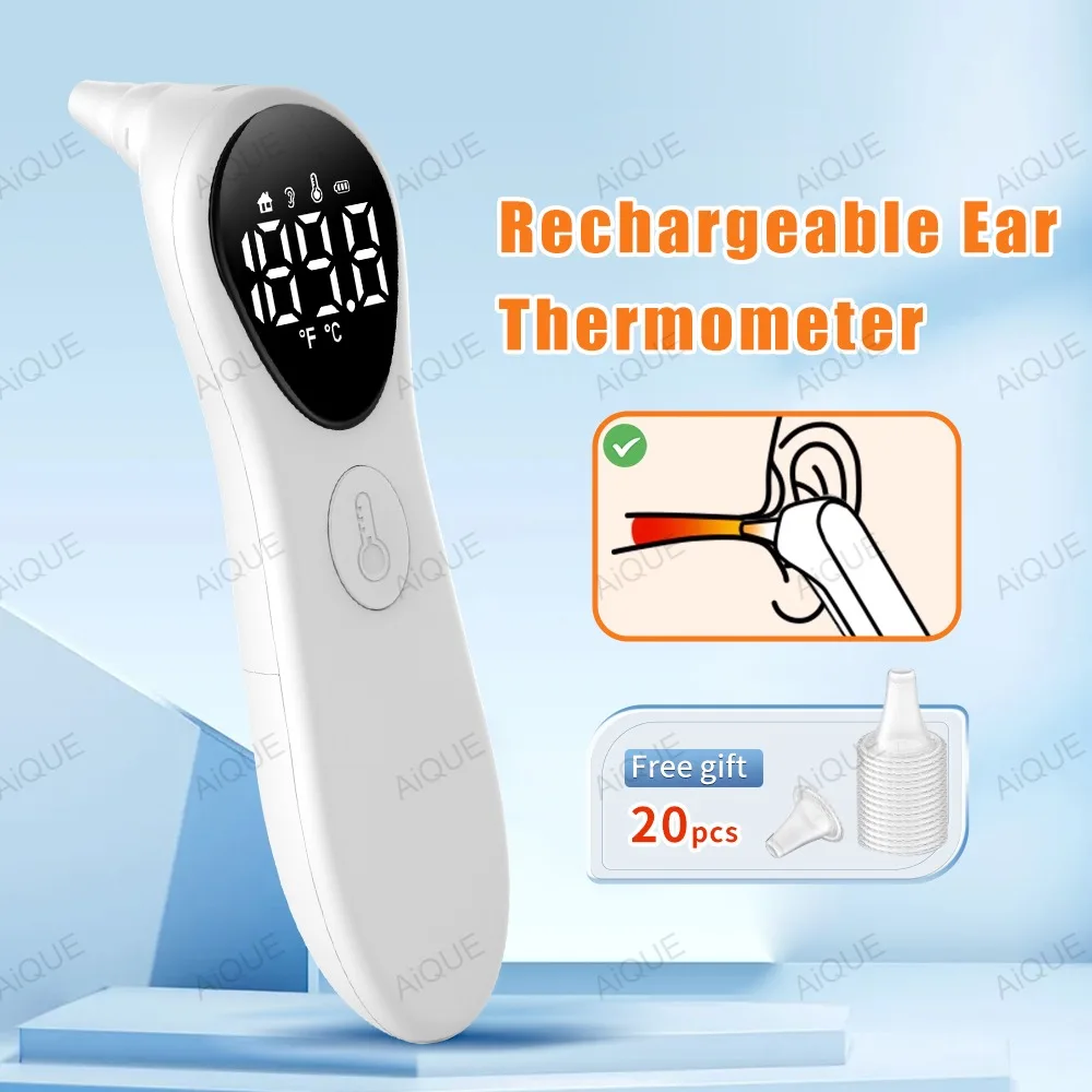 

AiQUE Charging Ear Infrared Thermometer Baby Forehead Ear Non-contact Medical Use Body Temperature Meter Adult IR Measure Fever