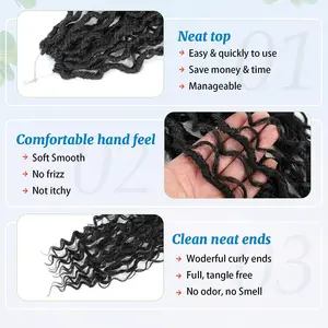 Faux locs sintético crochê cabelo 14 polegada pré looped deusa locs crochê cabelo com extremidades encaracoladas extensões de cabelo de crochê para mulher 8 principais vendas cabelo 14 inches cacheado - №4