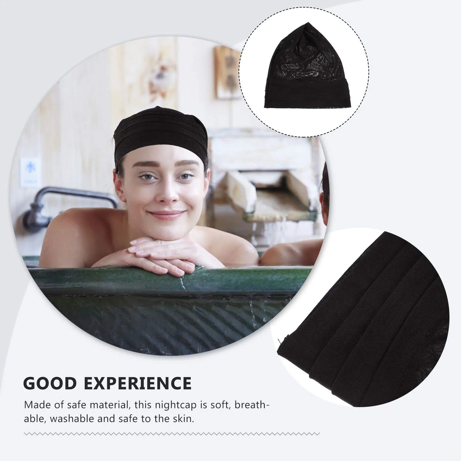 

Solid Color Bag Head Hat Premium Material Wrap Cap Hood Hair Care Sleeping for Cotton Linen Hats Women