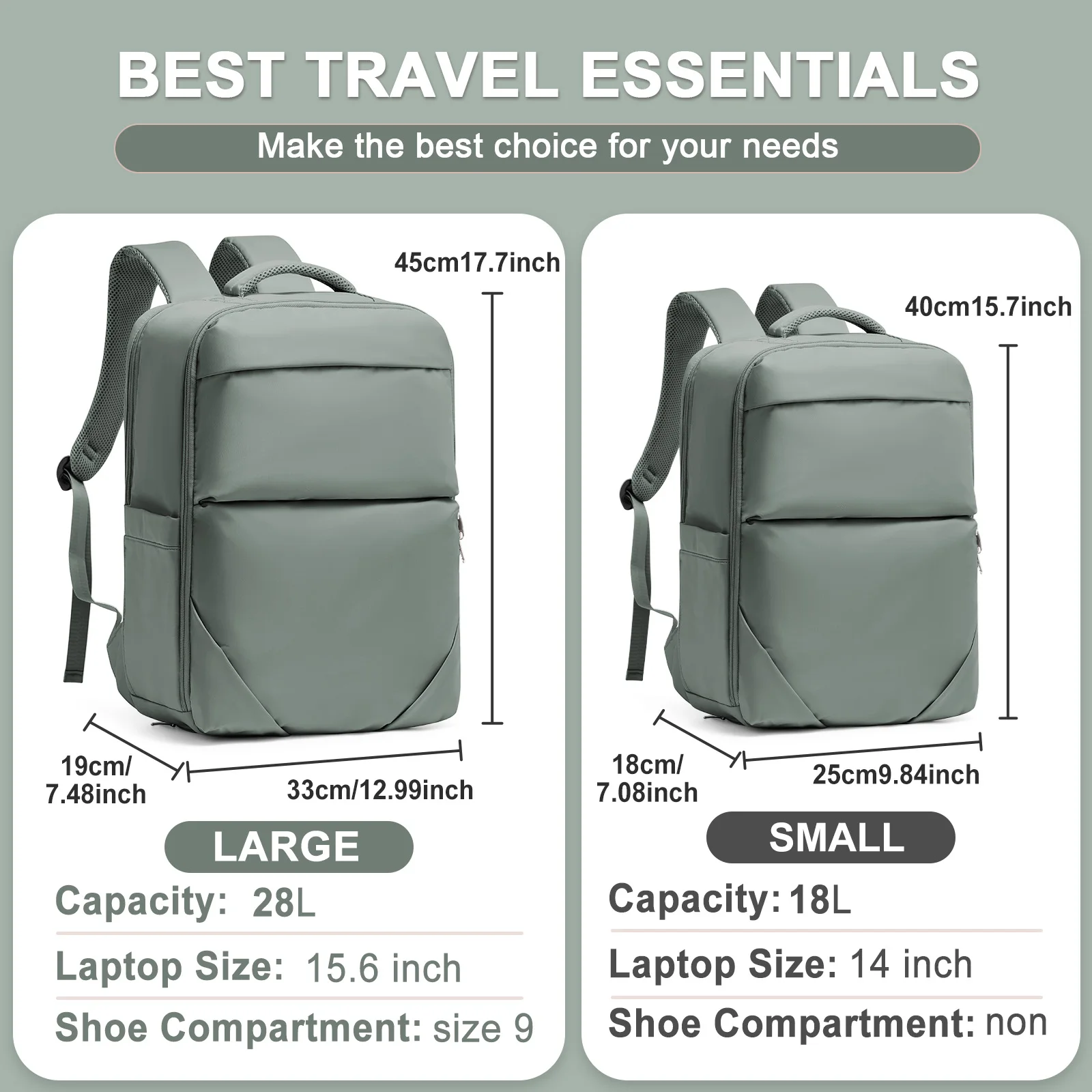 Zaino da viaggio per sport all\'aria aperta Likros, borsa da lavoro per Laptop da donna da uomo Casual Carry-Ons 45x36x20 Zaino per Laptop 40x20x25